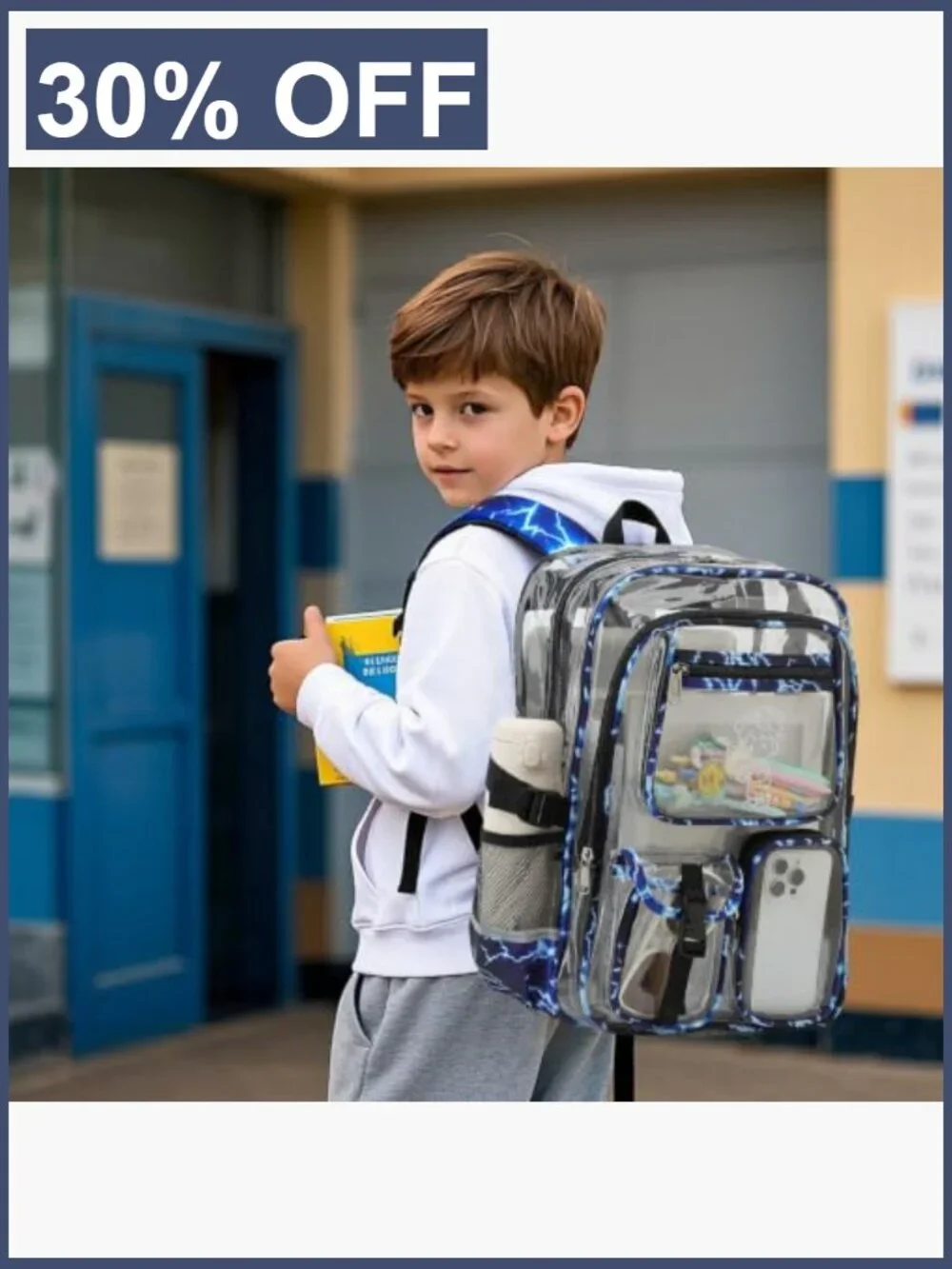 Clear Backpack for Boys Men, Luminous Anime PVC Transparent Backpack School